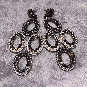 Elegant Black and Silver Dangle Earrings